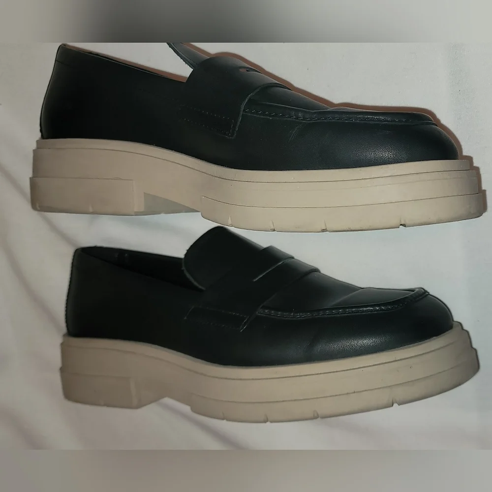 Zara Black Leather Slip-On Loafers Mens Size 45 - Picture 6 of 13